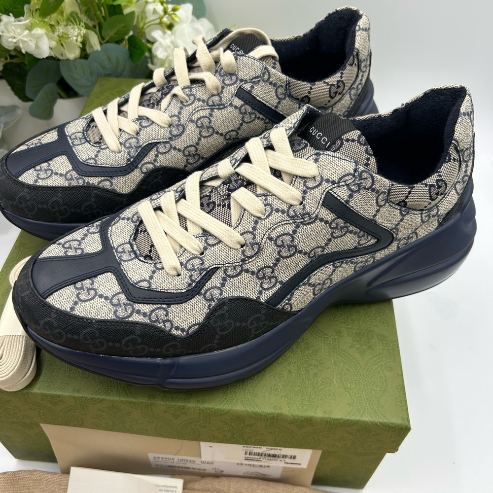 Men's Gucci, GG supreme Rython sneakers size 11.5 made in Italy - Picture 2 of 10